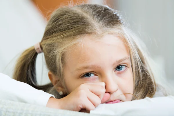 Girl with ponytailes bored — Stock Photo, Image