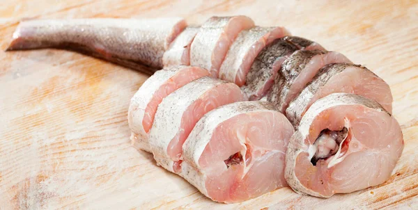 Raw sliced whiting fish — Stock Photo, Image