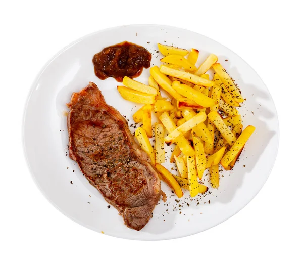 Bife grelhado de lombo de vaca com batata — Fotografia de Stock