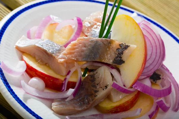 Norwegian dish - Salad Herring with apples — Stock Photo, Image