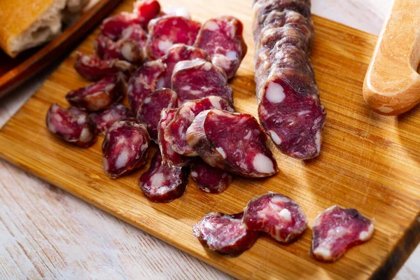 Sliced french dry sausage — Stock Photo, Image