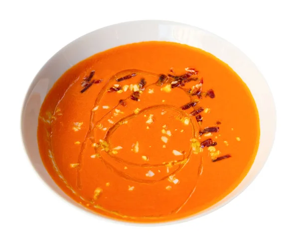 Cremig-kalte Suppe Salmorejo aus Tomaten und Brot aus Cordoba — Stockfoto