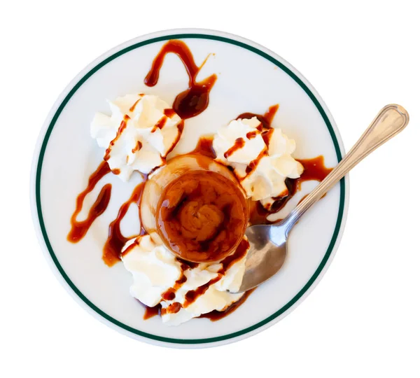 Солодкий іспанський десертний крем-флан з вершковим маслом, ніхто — стокове фото