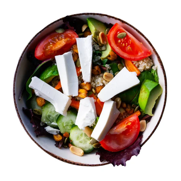 Вегетарианский салат с сыром и киноа на ужин — стоковое фото