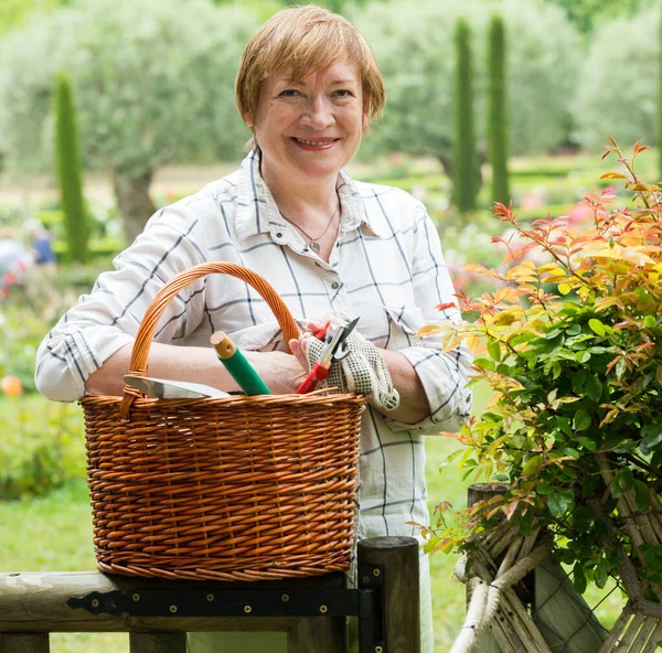 Pensionerad trädgårdsmästare korg — Stockfoto