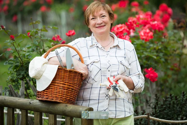 Pensionerad trädgårdsmästare korg — Stockfoto