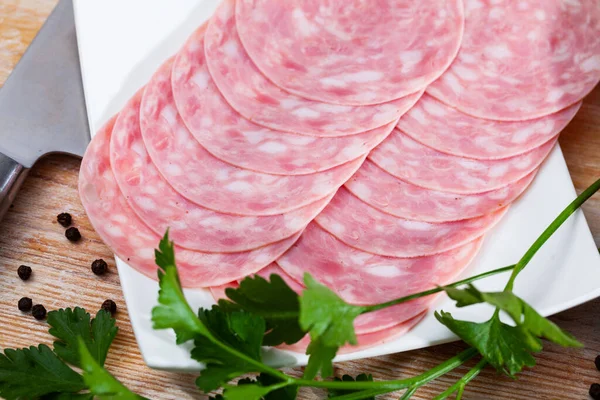 Traditional catalan sliced sausage with parsley — Stock Photo, Image