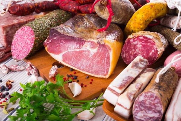Variety of meats on table — Stock Photo, Image