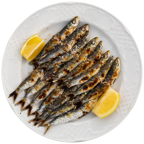 Limonlu Espeto de sardinas — Stok fotoğraf