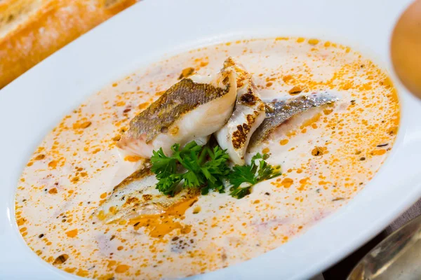 Cod chowder with vegetables — Stock Photo, Image