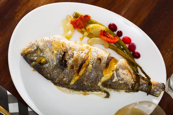 Baked in oven dorado fish — Stock Photo, Image