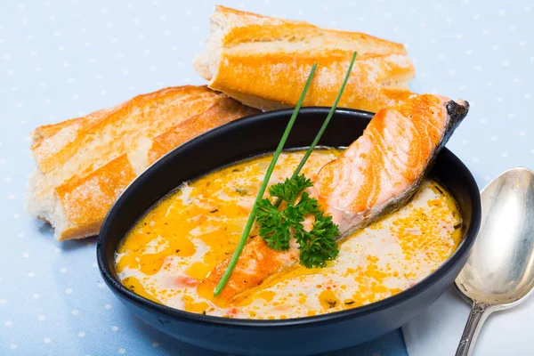 Ser i zupa z łososia — Zdjęcie stockowe