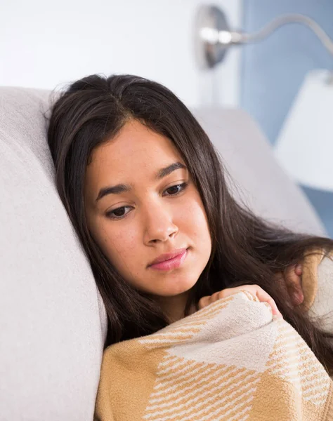 Teenager girl depression at home — Stock Photo, Image
