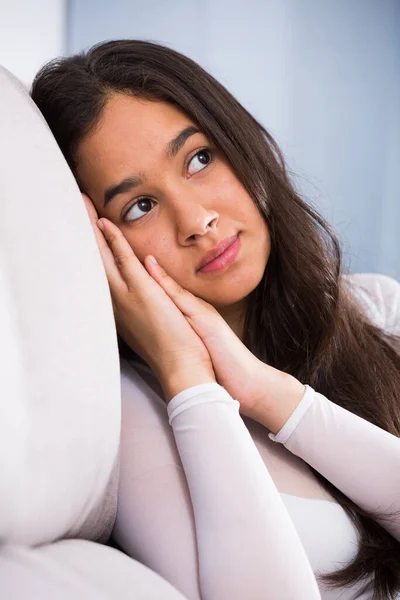 Teenager girl depression at home — Stock Photo, Image