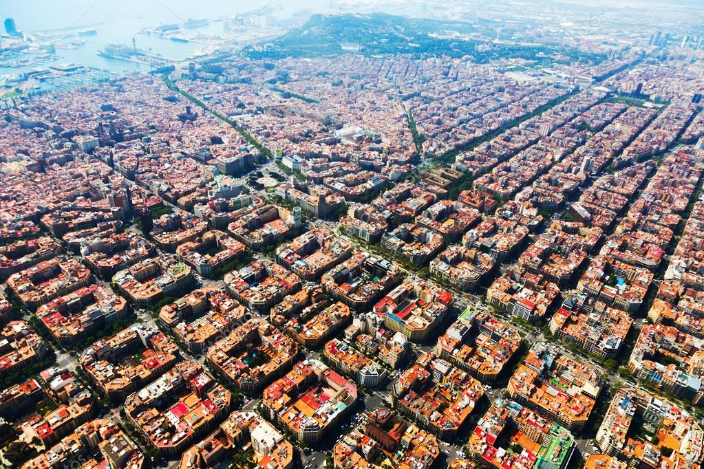 Aerial view of Barcelona cityscape from helicopter Stock Photo by ©Jim_Filim 52478653