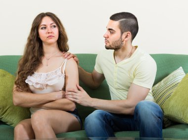 Man tries reconcile with woman clipart
