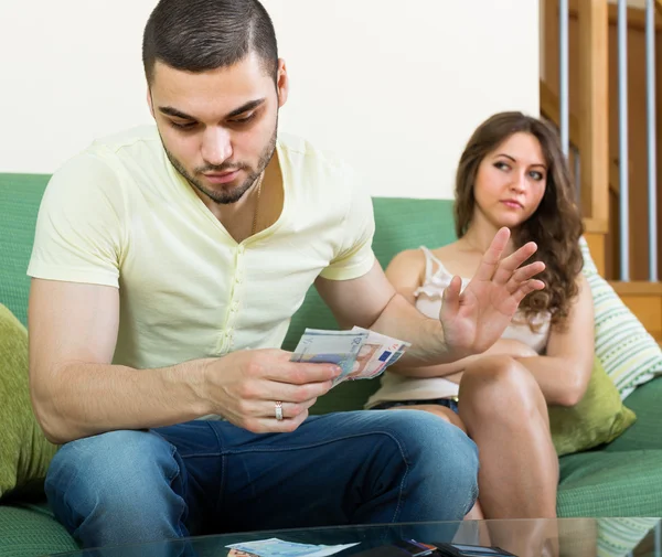 Woman asking for money from husband — Stock Photo, Image