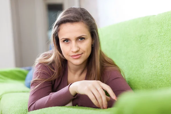 Beauty calm girl in home — Stock Photo, Image