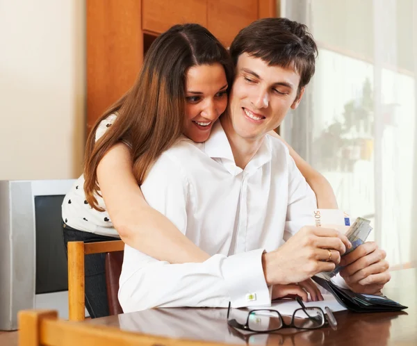 Young couple calculating the budget — Stock Photo, Image