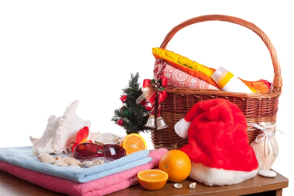 Christmas and beach accessories — Stock Photo, Image