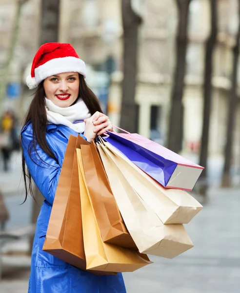 Winkelen Kerstmis vrouw — Stockfoto