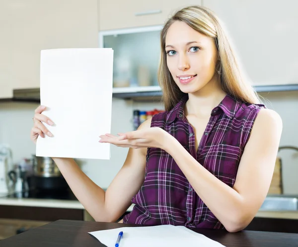 Happy girl with papers — Stock Photo, Image