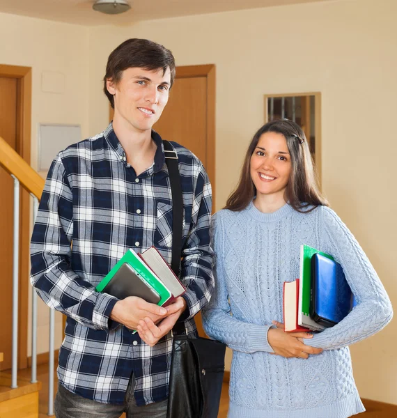 Happy students at home — Stock Photo, Image