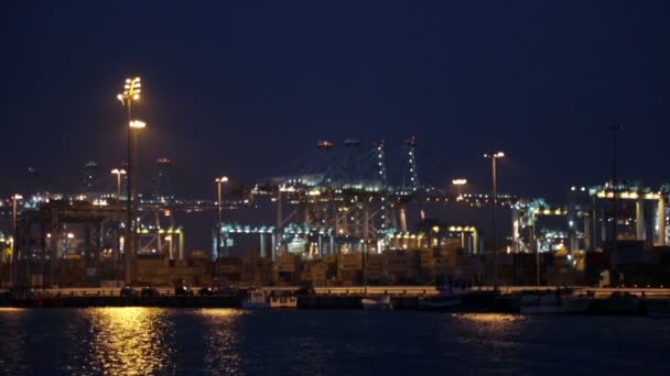 Нічний погляд порт Альхесірас — стокове відео