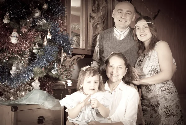 Vintage image  of happy  family celebrating — Stock Photo, Image