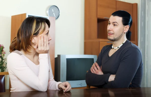 Couple having serious talking — Stock Photo, Image