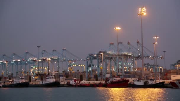 Tampilan malam Port of Algeciras — Stok Video