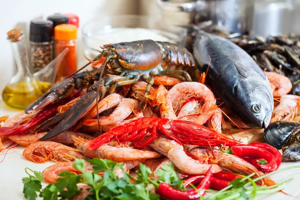 Uncooked  sea food specialties — Stock Photo, Image