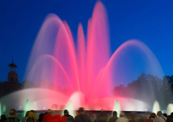 Vista nocturna en la fuente de Montjuic —  Fotos de Stock