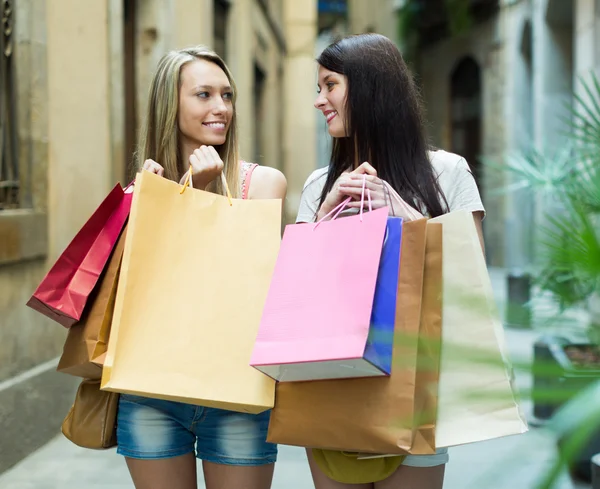 Kızlarla alışveriş torbaları Telifsiz Stok Imajlar