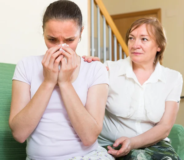 Depression daughter with mother — Stock Photo, Image