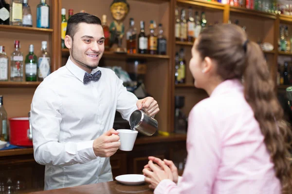 Bartender and barista working — Stock Photo, Image