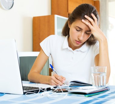 Depressed female college student clipart
