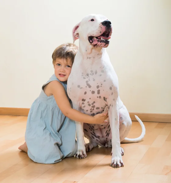 Linda chica con perro — Foto de Stock