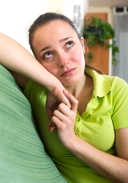 Broken sad woman at home — Stock Photo, Image