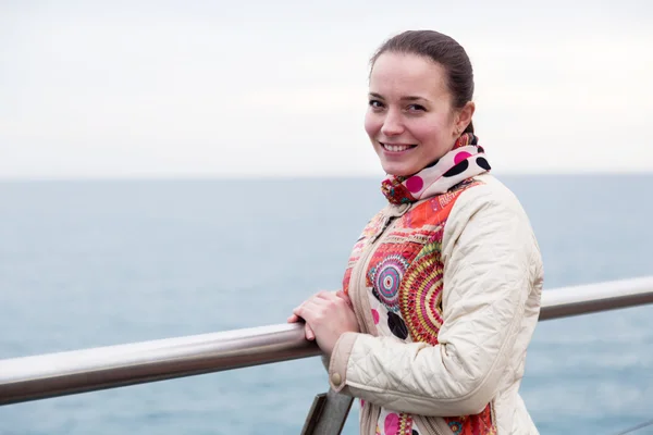 Portrait a woman on pier — Stock Photo, Image