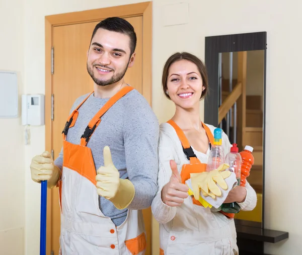 Professional cleaners at work — Stock Photo, Image