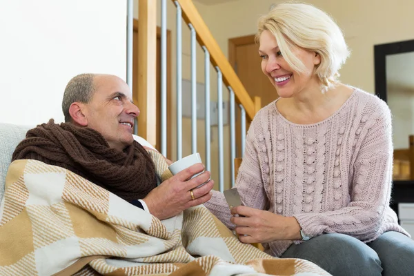 Pensionato malato a casa — Foto Stock