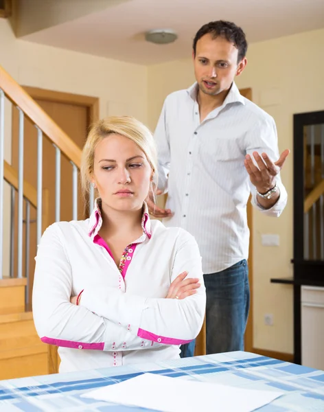 Husband and woman during quarrel — Stock Photo, Image