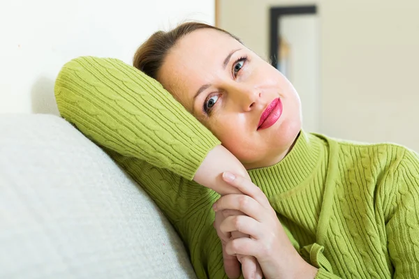Sad and lonely woman at home — Stock Photo, Image