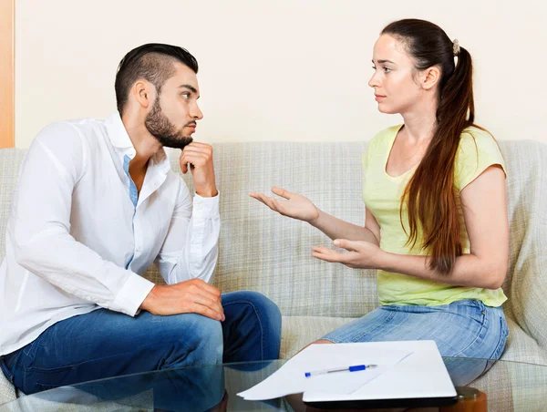 Nervous  male and female — Stock Photo, Image