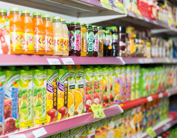 Soft drinks at beverage section — Stock Photo, Image