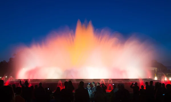 Colorful vocal fountain Montjuic show — Stock Photo, Image