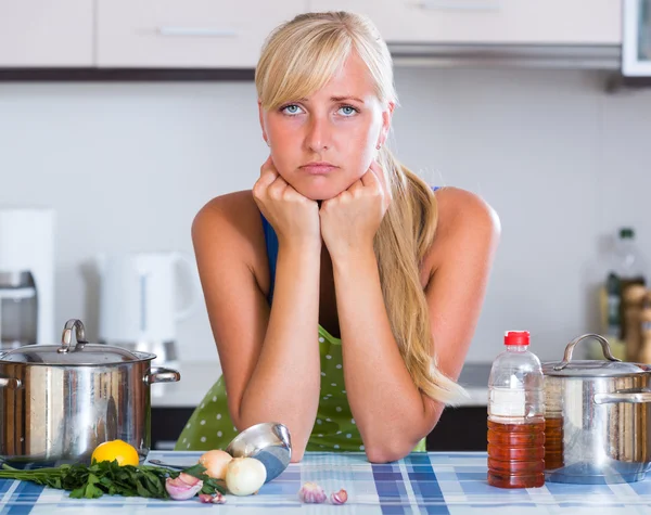 Woman thinking of problems — Stock Photo, Image