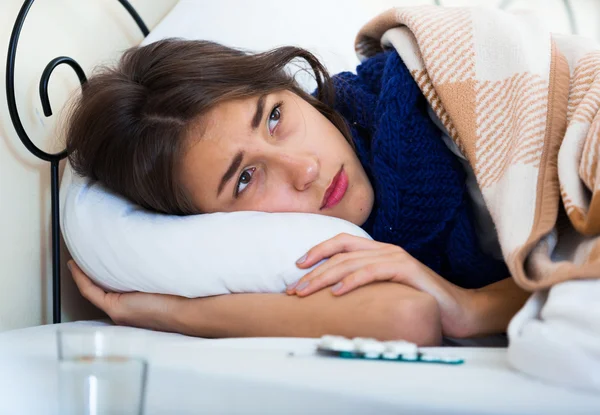 Portrait of miserable girl wth flu — Stock Photo, Image