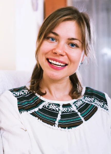 Cheerful adult girl in casual clothing — Stock Photo, Image